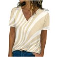 thumbnail image 1 of Mujeres Casual con cuello en V de manga corta impresa pulóver blusa camiseta Tops sueltos OAVQHLG3B Store  lin121212, 1 of 4