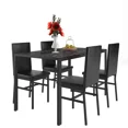 thumbnail image 3 of SYNGAR 5 Piece Dining Table Set, Kitchen Dining Table and Chairs Set for 4, Modern Marble Table and 4 PU Leather Upholstered Chairs, Home Dining Set for Small Space, Breakfast Nook, Black, D9204, 3 of 8