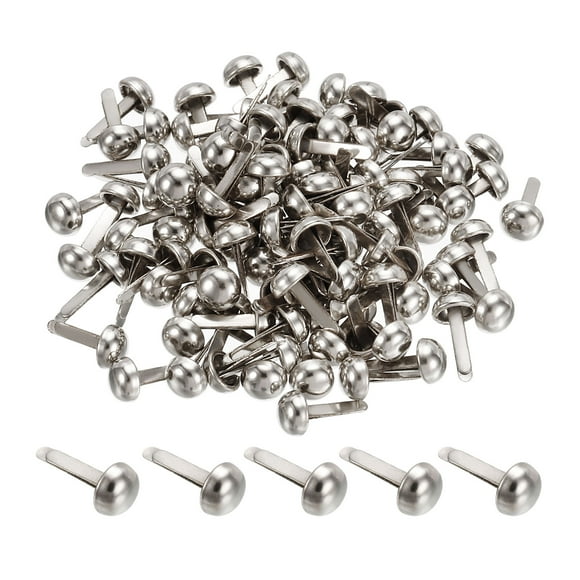 Uxcell 6x12mm Mini Brads Round Paper Fasteners for Art Crafting, Silver Tone 200pack