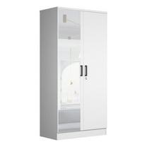 Better Home Products Harmony Two Door Armoire Wardrobe with Mirror, White, 20" D x 31" W x 72" H