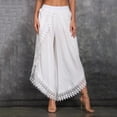 thumbnail image 2 of TAIAOJING Women's Pants Casual Wide Leg Loose High Waist Solid Color Lounge Lace Harem Trousers, 2 of 3