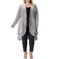 thumbnail image 2 of Cárdigan de mujer plus size Agnes Orinda con volantes, asimétrico, de frente abierto, chaquetas largas de terciopelo 2X plateado, 2 of 6