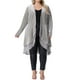 thumbnail image 2 of Cárdigan de mujer plus size Agnes Orinda con volantes, asimétrico, de frente abierto, chaquetas largas de terciopelo 2X plateado, 2 of 6