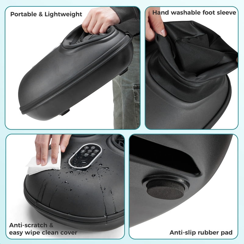 Gianna Foot Massager Machine with Heat & Shiatsu, Deep Tissue Plantar Fasciitis Relief, Gifts for Mom Dad, Fits Up to Size 13，Black