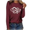 thumbnail image 1 of Pisexur Hauts pour Femmes Mode d'Automne T-Shirt à Imprimé Graphique Cœur Col Rond Manches Longues Chemises pour Femmes Chic Décontracté Hauts de Sortie Confort Polyvalent Blouses Légères, 1 of 5
