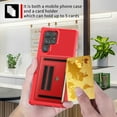 thumbnail image 2 of SaniMore Wallet Case for Samsung Galaxy S22 Ultra 6.8" 2022 Release, PC Back Shell PU Leather RFID Blocking Card Slot Hand Rope Shockproof Anti-drop Hybird Cover, Red, 2 of 6