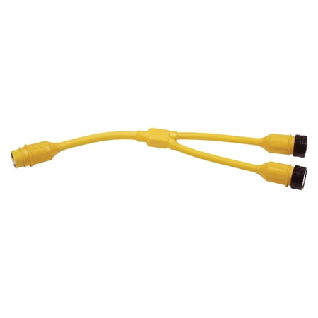 Marinco Standard Y Adapter Dock Side Male 50A 125V Locking to Boat Side Female 2-50A/125V Locking with Sealing Collar System