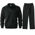 thumbnail image 5 of Fewfanhot Mens Sweatsuits 2 Piece Set 2 Piece Outfits Lounge Half Zip Lapel Oversized Sweatshirt Baggy Fall Fashion Sweatpants, 5 of 10