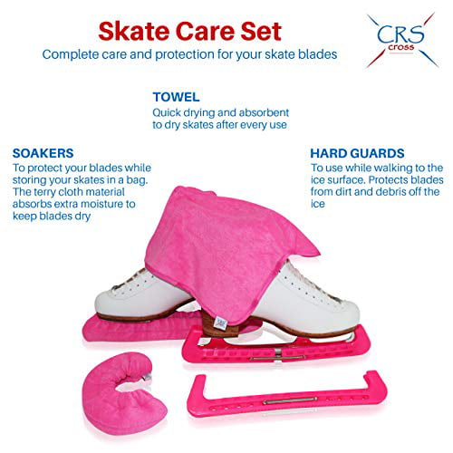 Ice Skating Guards and Soft Skate Blade Covers for Figure Skating or Hockey CRS Cross Skate Guards Soakers & Towel Gift Set