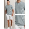 thumbnail image 3 of DARING DIVA Men's Short Sleeve Button Regular Fit Knit Texture Polo Shirt L Gray, 3 of 5