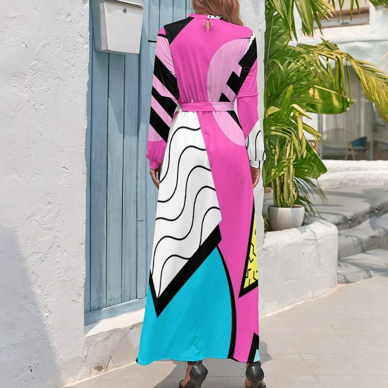 80s Memphis Design Pattern Long Dress women party dresses dress for women  women's evening dresses summer dresses - Walmart.com