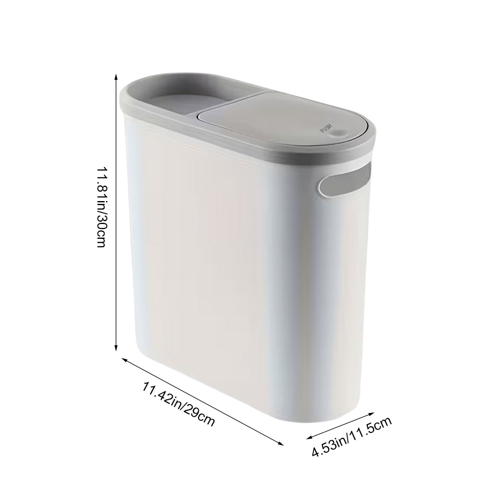 Narrow-Space Trash Can – Pressure-Activated Lid Sanitary Bin, Plastic Wastebasket for Kitchen, Bathroom, Toilet, and Living Room Storage