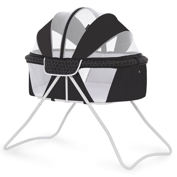 Dream On Me Day Dreamer 2-in-1 Convertible and Portable Bassinet in Black, Easy to Fold