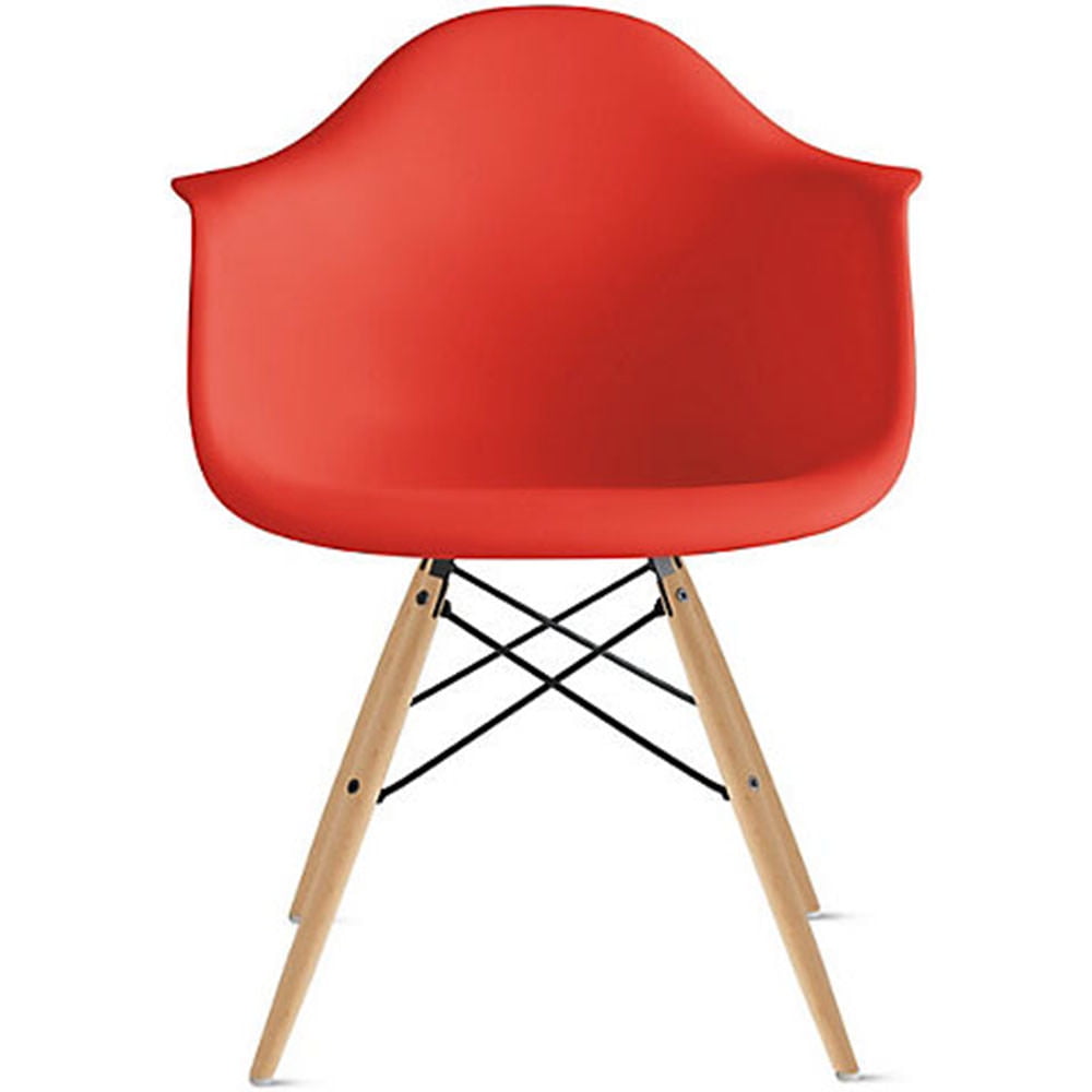 2xhome Red Mid Century Modern Plastic Dining Chair Molded With Arms