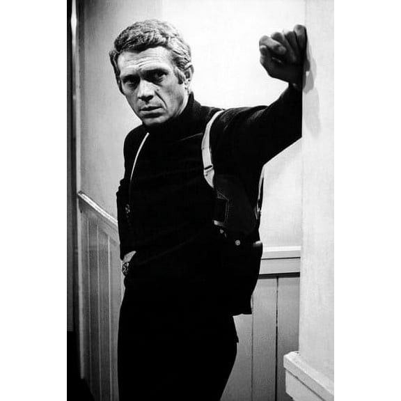 Steve Mcqueen Bullitt 24x36 Poster iconic with gun holster and black sweater