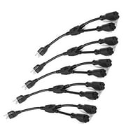 ClearMax Y Splitter Power Cable Extension Cord 3 Prong, Power Cord Splitter 16 AWG, Cable Strip Outlet Extender Saver UL Approved, 1 Foot, 5 Pack Black