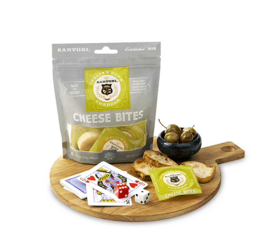 Sartori Italian Herb Cheese Bites, 4.5 oz, Snack Bites, Cheddar Cheese, Refrigerated