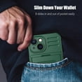 thumbnail image 6 of for iPhone 15 Case with Card Holder Heavy Duty Protective Premium TPU Shockproof Slide Hidden Card Slot Slim Wallet Case for iPhone 15 for Men&Women(Green), 6 of 7