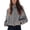 White, variant on Womens Cropped Gingham Bomber Jacket Stand Collar Plaid Zip Up Coat with Pockets