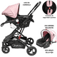 thumbnail image 3 of Carriola para Bebé con Portabebé Travel System Reversible Convertible a Bambineto Ruedas de Goma con Freno Plegable Cinturón de 5 Puntos - Rosa, 3 of 8