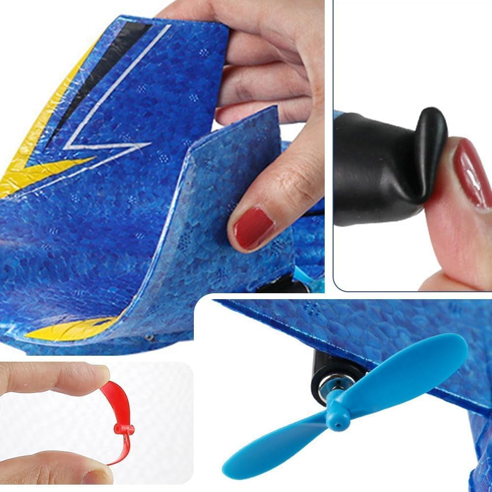 2026 New Gravity Gliders Airplane with Lights, Upgrade RC Plane Remote Control Glider Airplanes 2.4 GHZ 2 Channels, Anti-Collision Silicone Nose RC Plane (Blue)
