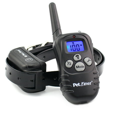 Upgraded Model Petrainer Rechargeable & Waterproof Remote Dog Training Collar 330 yd Electric Dog Bark Collar with Beep/Vibration/Shock Collar for