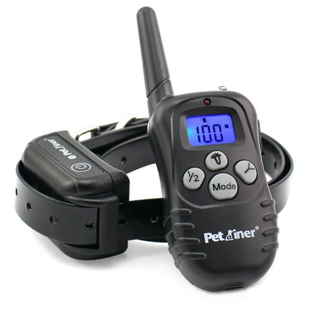 Bark Trainer Collar Upgraded Model Petrainer Rechargeable & Waterproof Remote Dog Training Collar 330 yd Electric Dog Bark Collar with Beep/Vibration/Shock Collar for Dogs ()