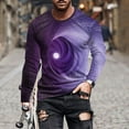 thumbnail image 1 of Blusas y camisas de manga larga con cuello redondo para hombre, blusa informal de manga larga con cuello redondo y estampado de rayas, blusa de poliéster para hombre, 1 of 5