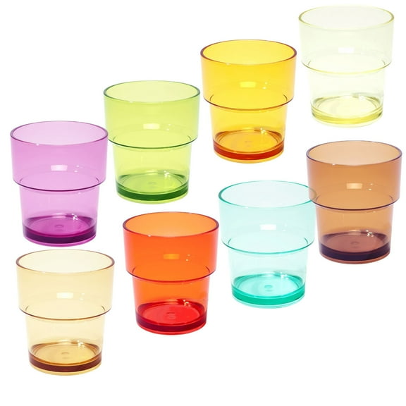 WowProLiv 8 Piece Set of 8 Plastic Stackable Drinking Cups Tumblers MS Glasses 14 oz  14 Ounce