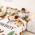 thumbnail image 3 of jejeloiu Cowboy Watercolor Desert Queen Sheet Sets Kids,Brown Cow Print Bed Set,4-Piece, 3 of 6