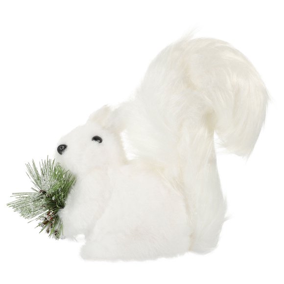 HORIALENCE 1Pcs Miniature Squirrel Figures White Plush For Home Decor And Photo