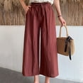 thumbnail image 4 of HUPOM Womens Trouser Pants Women Capri Pants Chinos High Waist Rise Ankle Straight-Leg Coffee 2XL, 4 of 5