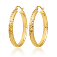 thumbnail image 5 of 14K Solid Yellow Gold 3.5x28mm Round Medium Hoop Earrings, 5 of 10