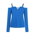 thumbnail image 4 of tarylea Going out Tops for Women Mental Buckle Strap off Shoulder Tops Deep V Neck Long Sleeve Blouse Fitted Cute Tops, 4 of 5