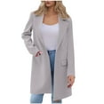 thumbnail image 2 of Women's Long Blazer Jacket Open Front Lapel Collar Button Dressy Work Office Casual Cardigan Style Suit Coat with Lapel Pockets, 2 of 8