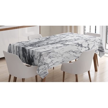 

Mindunm Abstract Tablecloth Murky Marble Rock Motifs with Fractal Abstract and Print Rectangular Table Cover for Dining Room Kitchen Decor 60 X 84 Grey White