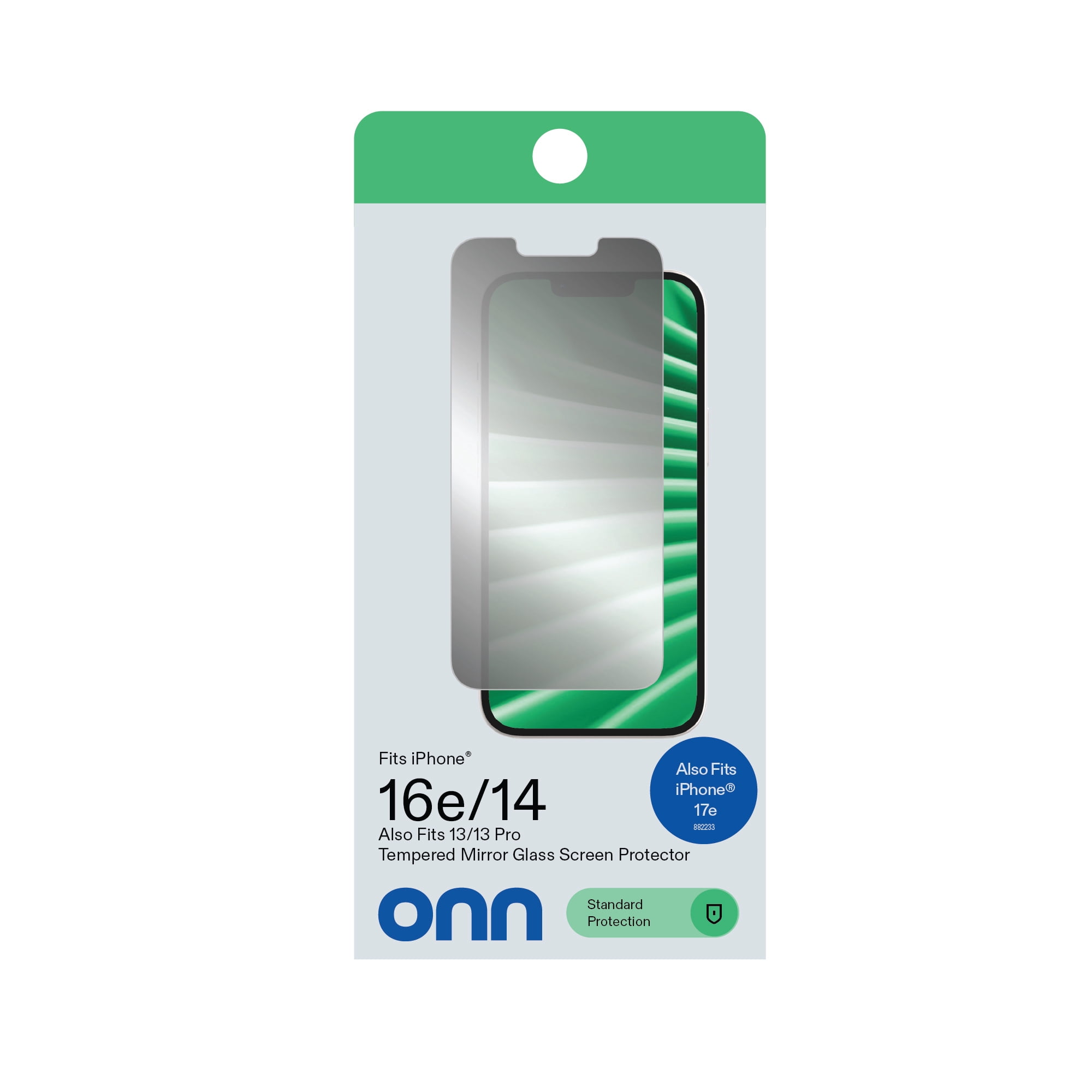 onn Mirror Glass Screen Protector for iPhone 17e / iPhone 16e / iPhone 14 / iPhone 13 / iPhone 13 Pro - Mirror Finish