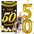 thumbnail image 4 of DPKOW Black Gold 50th Birthday Decoration for Men Women, Black Gold 50th Birthday Banner for Backdrop Door Decoration, 50th Birthday Background Banner for Garden Table Wall Decoration, 72.83x35.43inch, 4 of 7