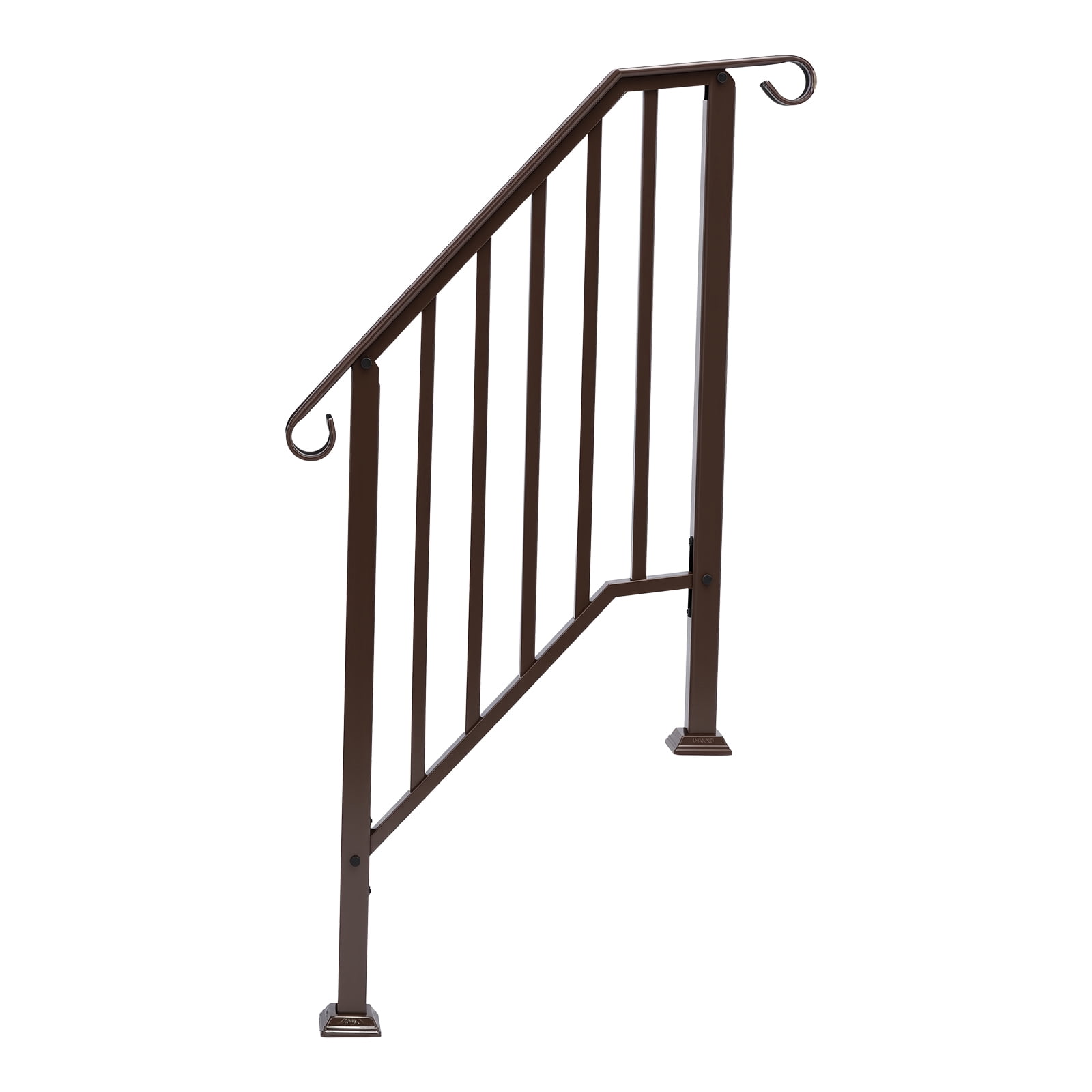 Copper Galvanized Iron Stair Handrail Curved Step Railing Fit 2-3 Steps Outdoor Garden Steps Rust Resistant Powder Coated Safety Picket Rail With Mounting Hardware