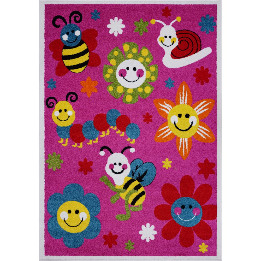 Ladole Rugs Cute Bees and Flowers Smiley Faces Kids Area Rug Carpet in