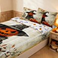 thumbnail image 2 of Erosebridal Spooky Witch Pumpkin Zipper Queen Comforter Set with Fitted Sheet and 2 Pillowcases, Boho Castle Butterfly Zipper Bedding Set for Boys Girls, Orange Beige Black, Halloween Reversible, 2 of 7