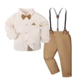 thumbnail image 3 of LYHaoo Stylish Boys Formal Wear Classic Suspenders And Long Sleeve Shirt Outfit Elegant Plaid Wedding Pageant For Toddler And Kids Boys Outfit Sets Sizes (12-18 Months), 3 of 3