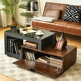 thumbnail image 3 of Costway Table Basse Moderne Chic Table à Cocktail en Verre W / Armoire de Rangement, 3 of 10
