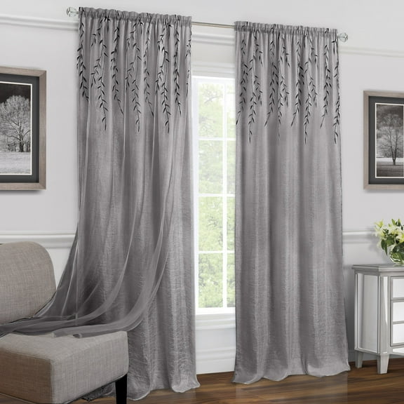 Ergode Willow Rod Pocket Window Curtain Panel - 42x84 - Grey