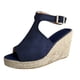 thumbnail image 4 of Amzcrzy Zapatos de mujer,Zapatos de mujer,Zapatillas de mujer, Sandalias romanas informales con hebilla y cuñas sólidas de moda para mujer Sandalias Mujer Zapatillas De Casa, 4 of 7