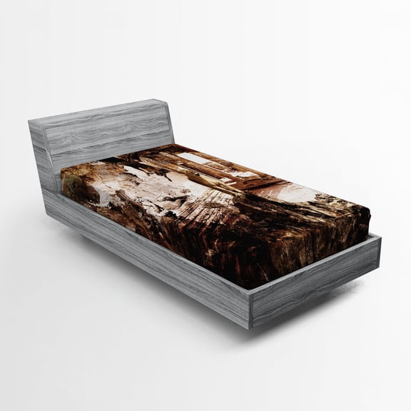 Ambesonne Brown and White Fitted Sheet, Lion and Hawk, Twin Size, Brown Pale Brown White