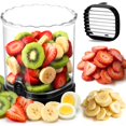 thumbnail image 1 of Cortadora de fresas Hendiy con cuchillas de acero inoxidable, color negro, paquete de 1, 1 of 9