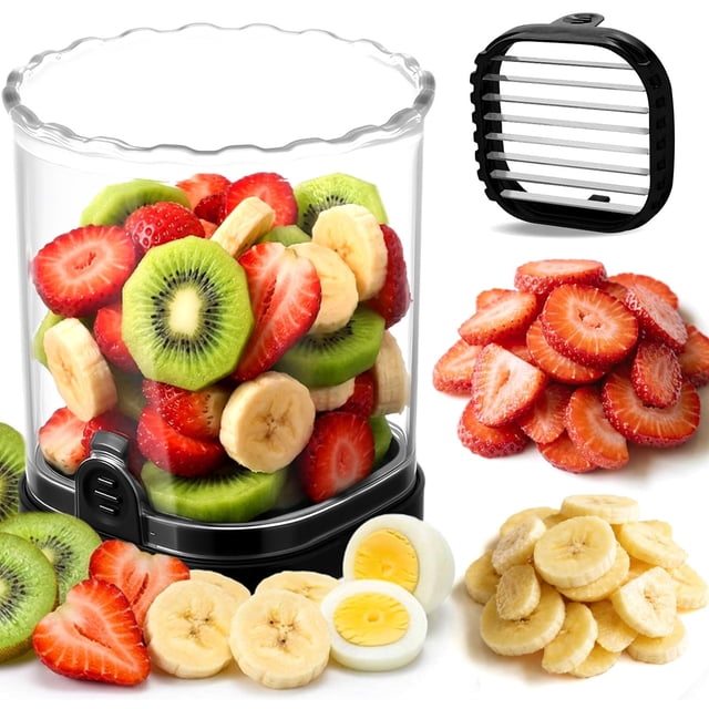 Cortadora de fresas Hendiy con cuchillas de acero inoxidable, color negro, paquete de 1