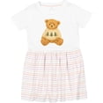 thumbnail image 3 of Inktastic Vintage Teddy Bear in Sweater with Christmas Trees Girls Toddler Dress, 3 of 5