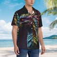 thumbnail image 2 of KLL Men's Hawaiian Shirt Short Sleeve Button Down Beach Shirts-Dragon with Colorful Tail, 2 of 5